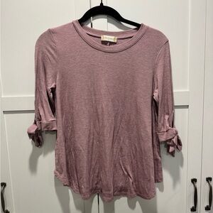 Altar'd State Mauve Long Sleeve Top with Tie Details